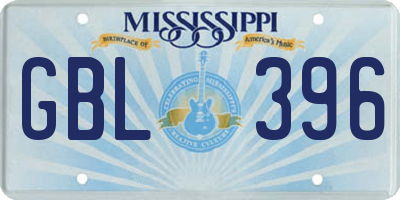 MS license plate GBL396