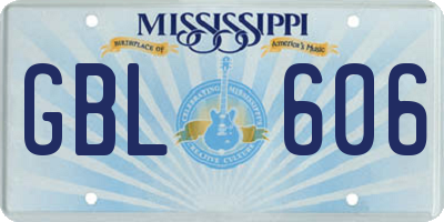 MS license plate GBL606