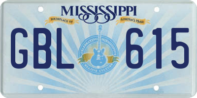 MS license plate GBL615