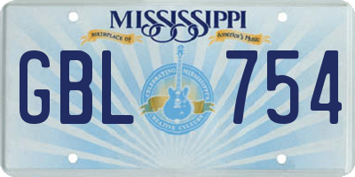 MS license plate GBL754