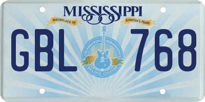 MS license plate GBL768