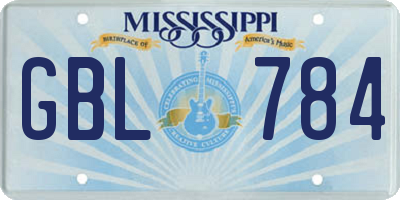 MS license plate GBL784