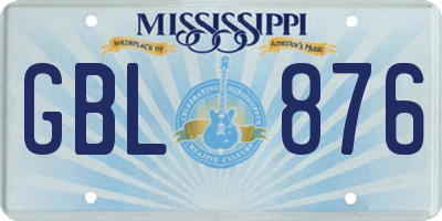 MS license plate GBL876