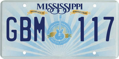 MS license plate GBM117