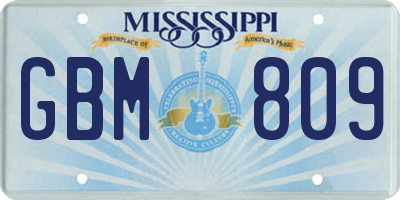 MS license plate GBM809