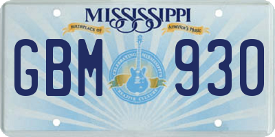 MS license plate GBM930