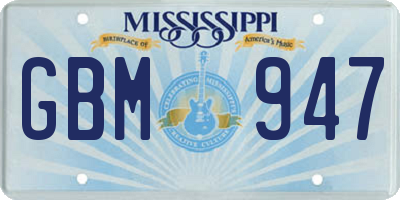 MS license plate GBM947
