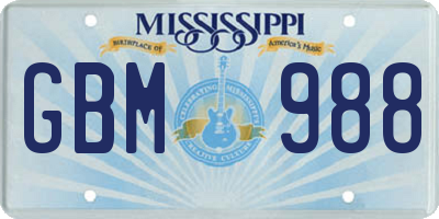MS license plate GBM988