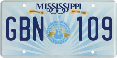 MS license plate GBN109