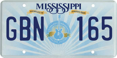 MS license plate GBN165