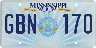 MS license plate GBN170