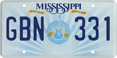 MS license plate GBN331