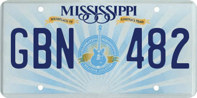 MS license plate GBN482