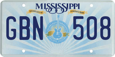 MS license plate GBN508