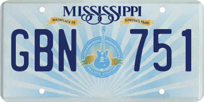 MS license plate GBN751