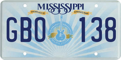 MS license plate GBO138