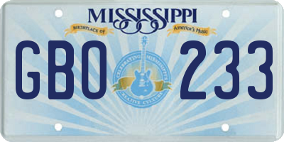 MS license plate GBO233