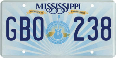 MS license plate GBO238