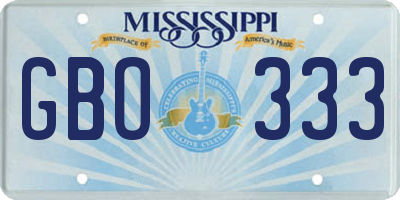 MS license plate GBO333