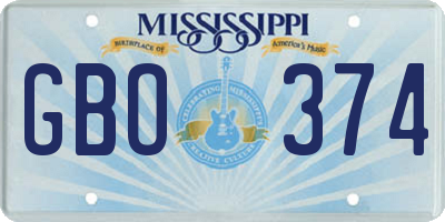 MS license plate GBO374