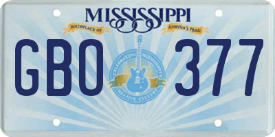 MS license plate GBO377