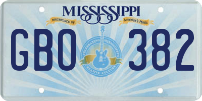 MS license plate GBO382