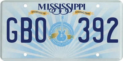 MS license plate GBO392