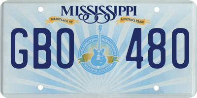 MS license plate GBO480