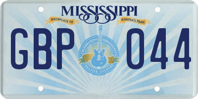 MS license plate GBP044