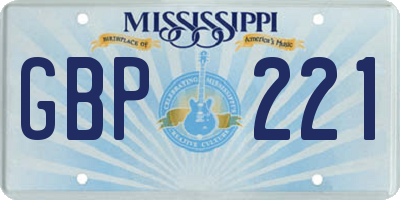 MS license plate GBP221