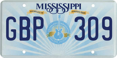 MS license plate GBP309