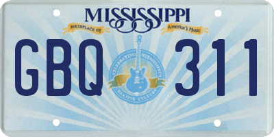 MS license plate GBQ311