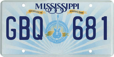 MS license plate GBQ681