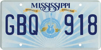 MS license plate GBQ918