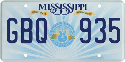 MS license plate GBQ935