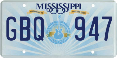 MS license plate GBQ947
