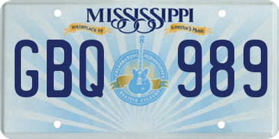 MS license plate GBQ989