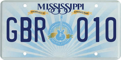 MS license plate GBR010