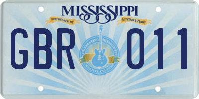 MS license plate GBR011