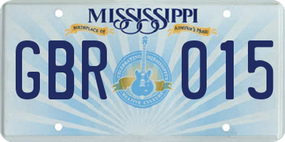 MS license plate GBR015