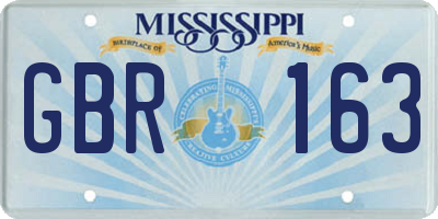 MS license plate GBR163