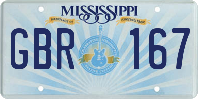 MS license plate GBR167