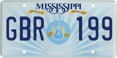 MS license plate GBR199