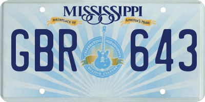 MS license plate GBR643