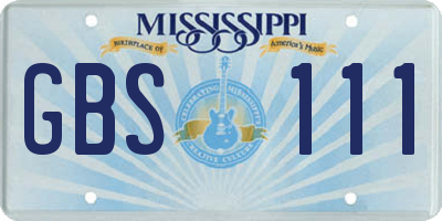 MS license plate GBS111