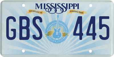 MS license plate GBS445
