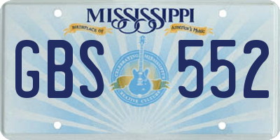 MS license plate GBS552