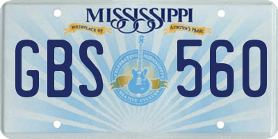 MS license plate GBS560