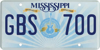 MS license plate GBS700
