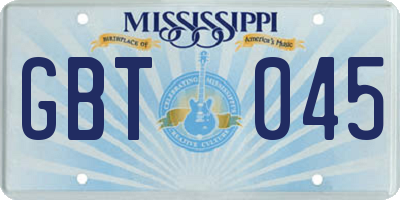 MS license plate GBT045